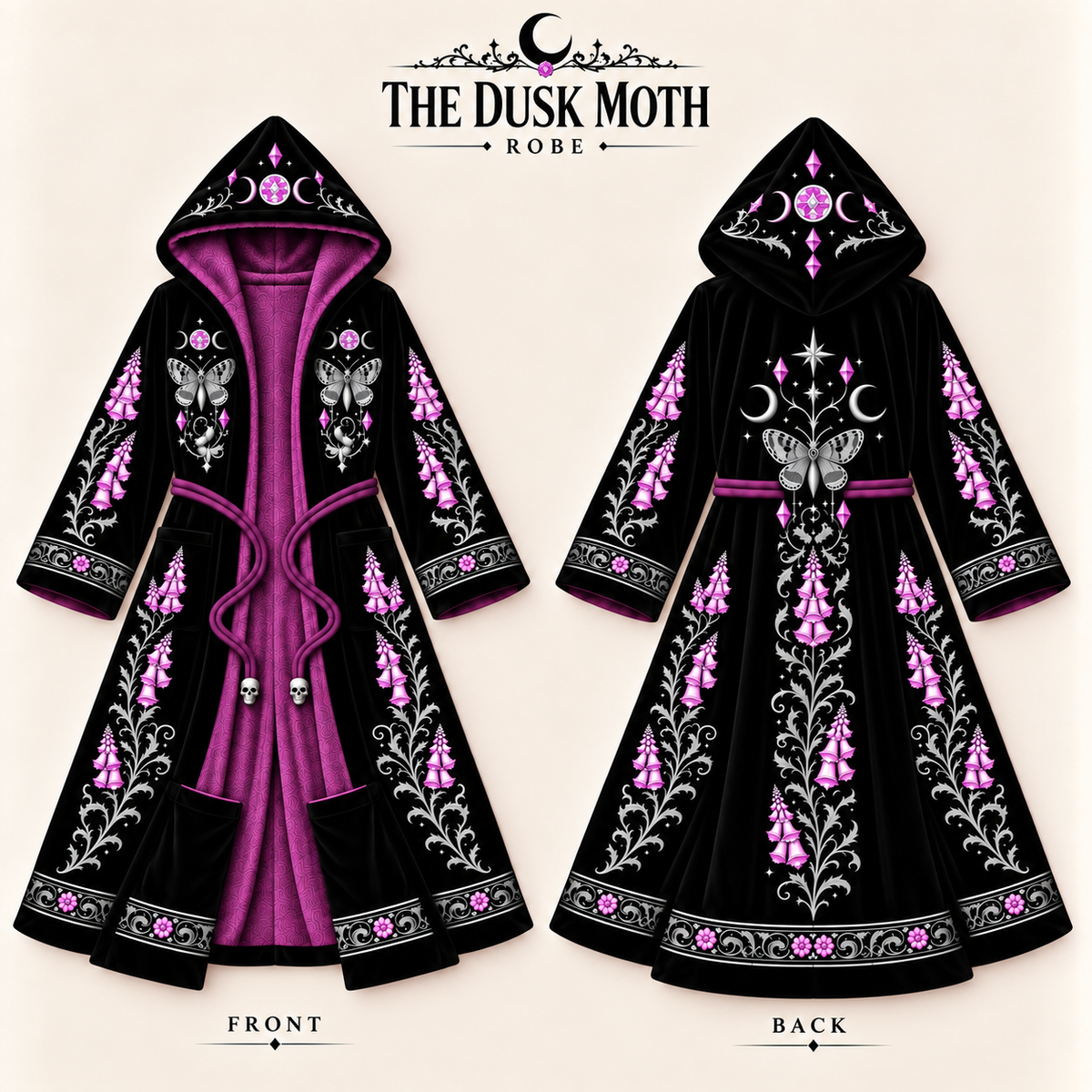 The Dusk Moth robe front and back